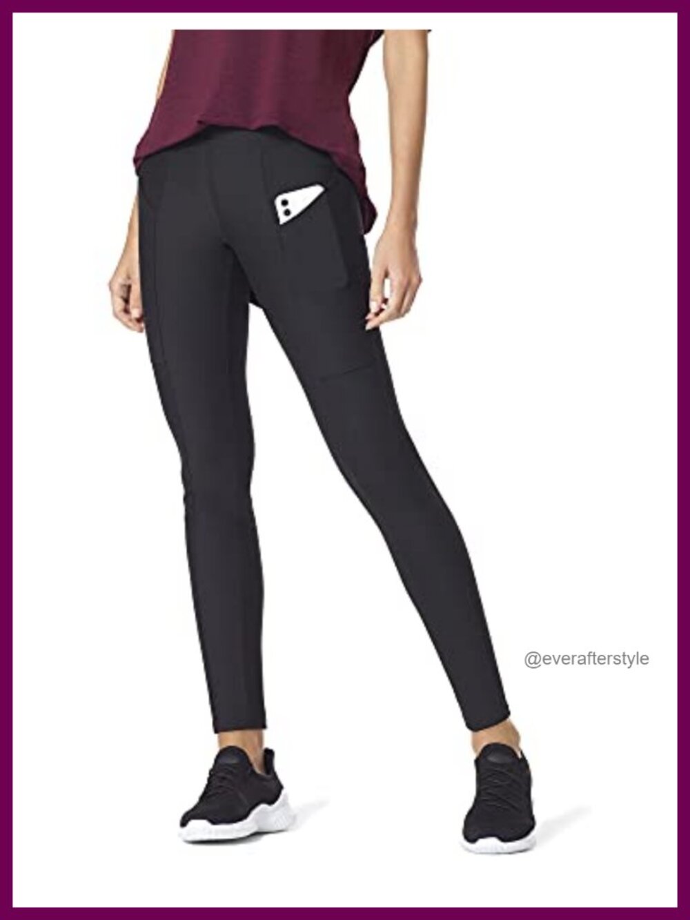 HUE Women's Travel Leggings with 4 Pockets, High Rise, Ankle Length